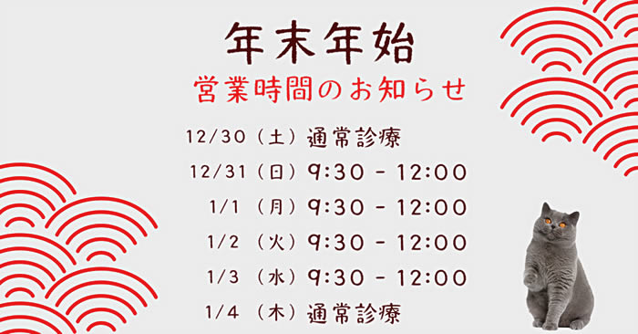 年末年始診療時間のご案内